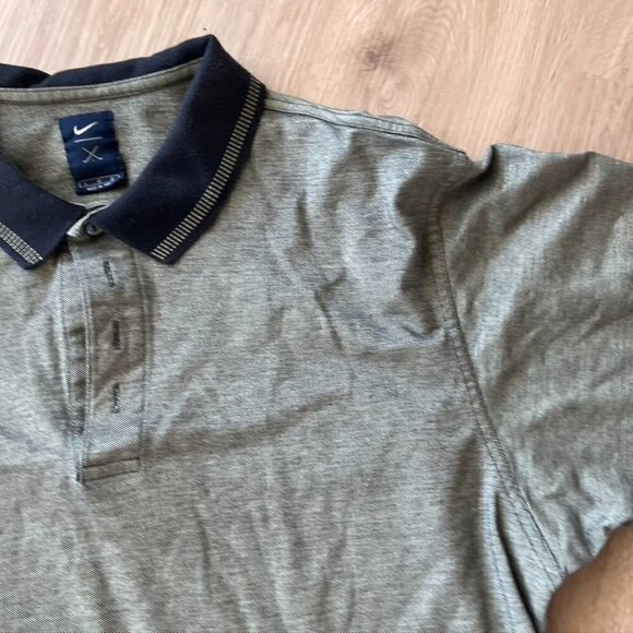 ** Nike Golf Mens Heathered Gold Black Collared Button Short Sleeve Polo Large - Picture 5 of 8